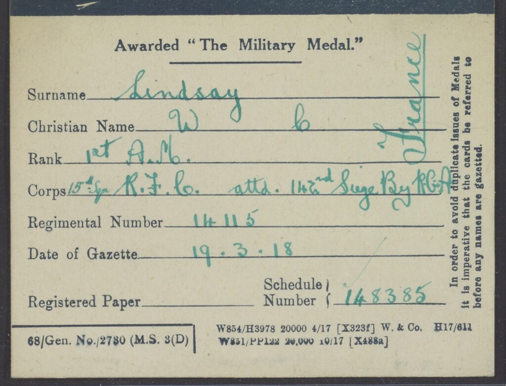 Royal Flying Corps and Successors: World War One Gallantry Award Medal Index Cards Released