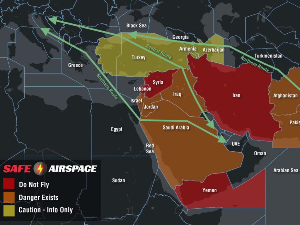 No zero-risk flight paths left over Middle East, aviation group warns