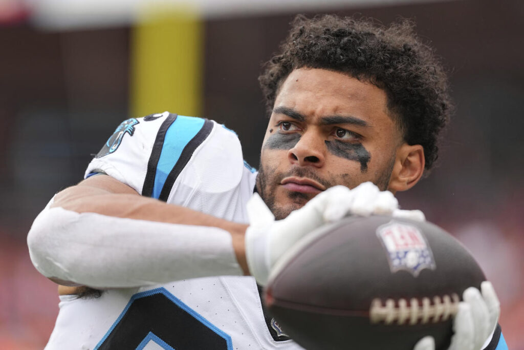 Panthers rookie TE Ja'Tavion Sanders carted off field after landing on head