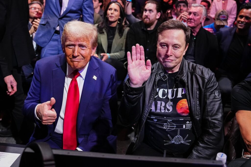 Donald Trump and Elon Musk at a UFC fight in New York