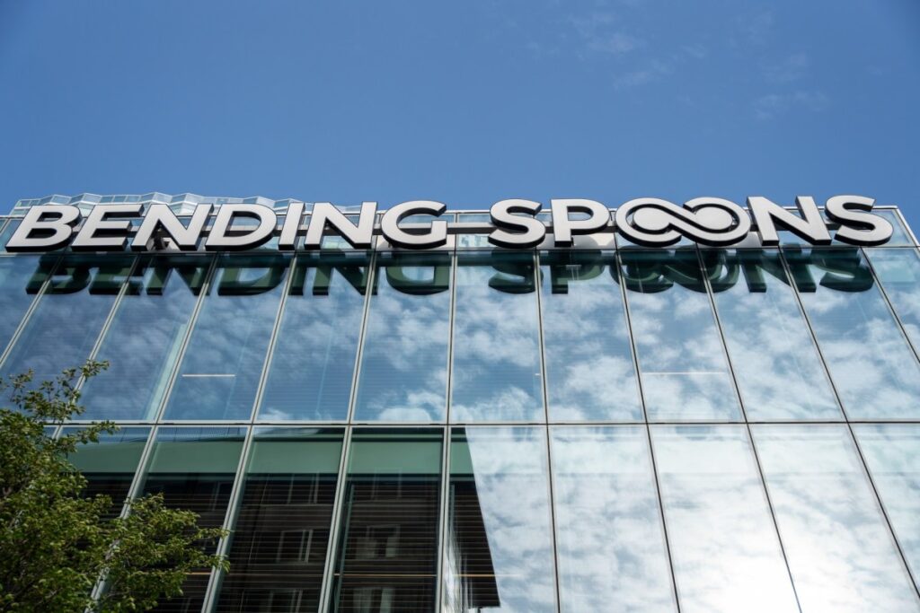 A logo on the Bending Spoons heaquarters in the Porta Nuova district of Milan, Italy, on Monday April. 29, 2024.