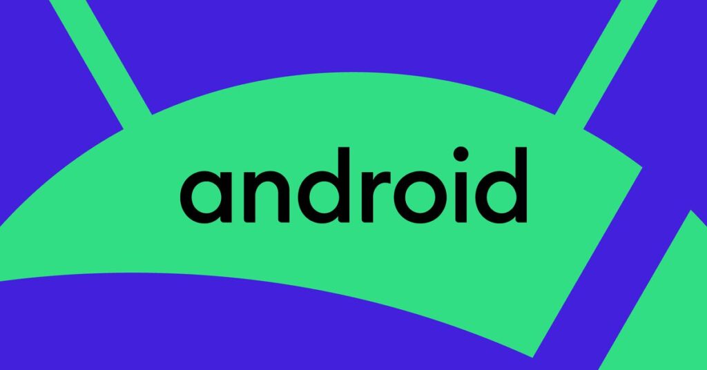 Android logo on a green and blue background