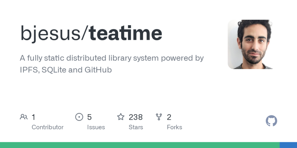 bjesus/teatime: A fully static distributed library system powered by IPFS, SQLite and GitHub