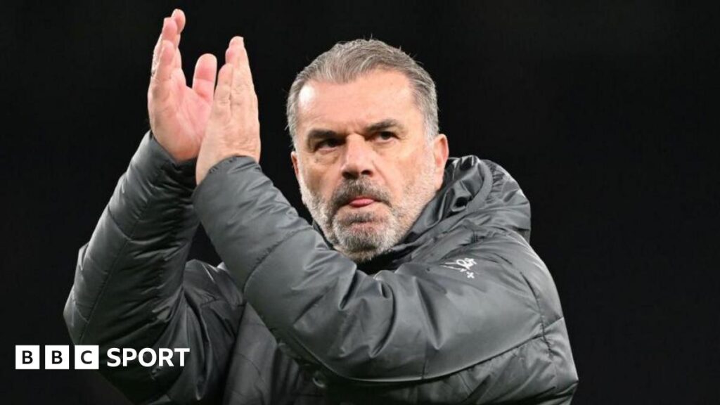 Ange Postecoglou applauds fans following the club's 6-3 defeat by Liverpool