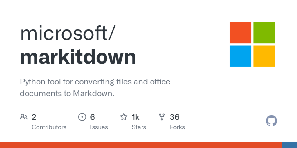 microsoft/markitdown: Python tool for converting files and office documents to Markdown.