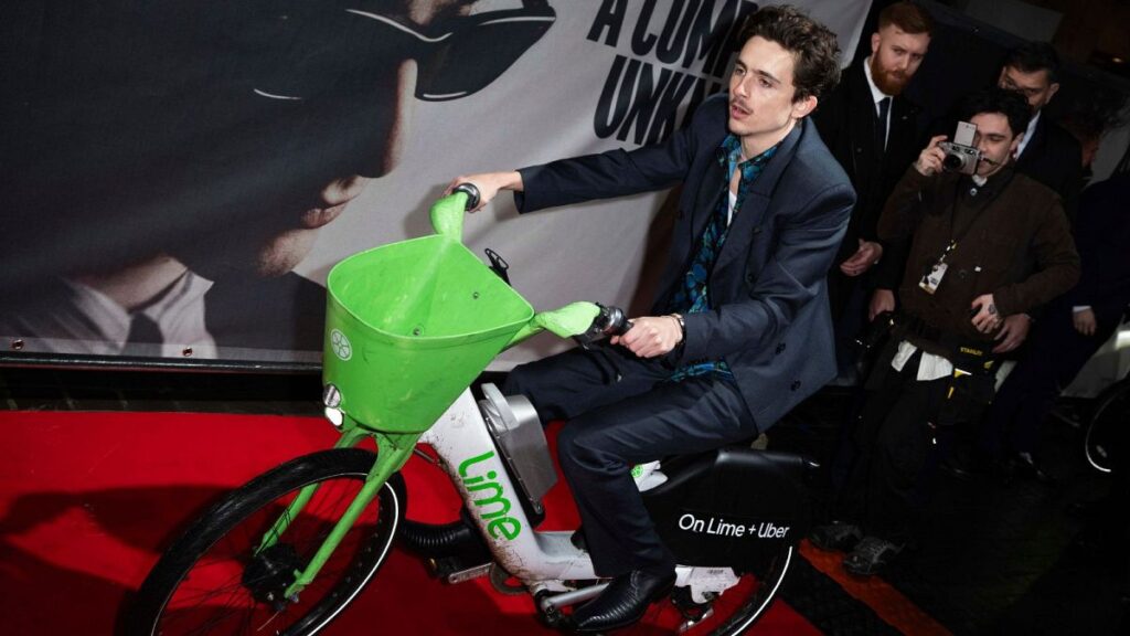 Timothée Chalamet fined for riding Lime bike to ‘A Complete Unknown’ UK premiere
