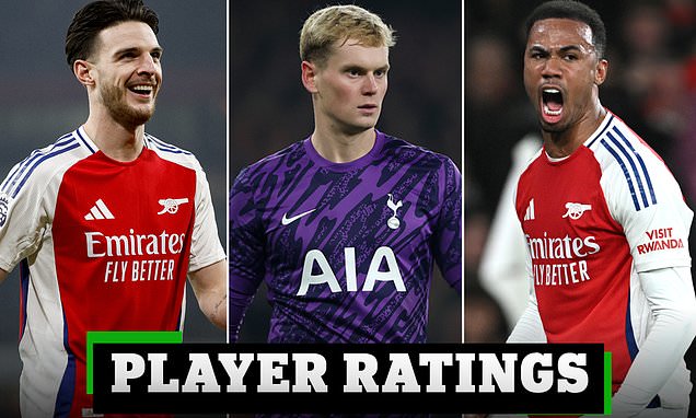 Arsenal 2-1 Tottenham - PLAYER RATINGS: Which Gunners star looked lost? Who was Mikel Arteta's engine? And which Spurs defender was tormented?