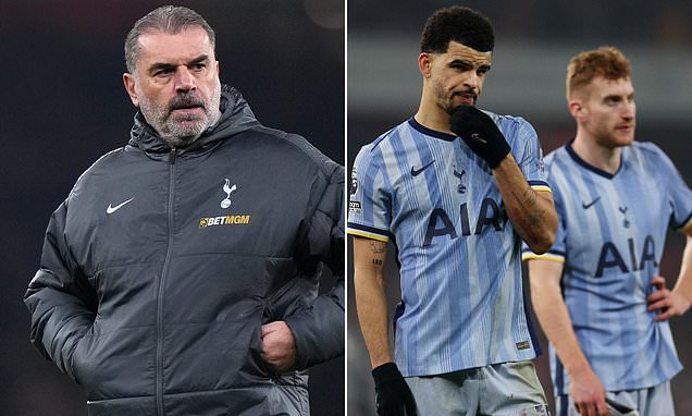 Ange Postecoglou takes 'responsibility' for Tottenham's 'unacceptable' display in north London derby defeat by bitter rivals Arsenal as he labels it 'nowhere near good enough'