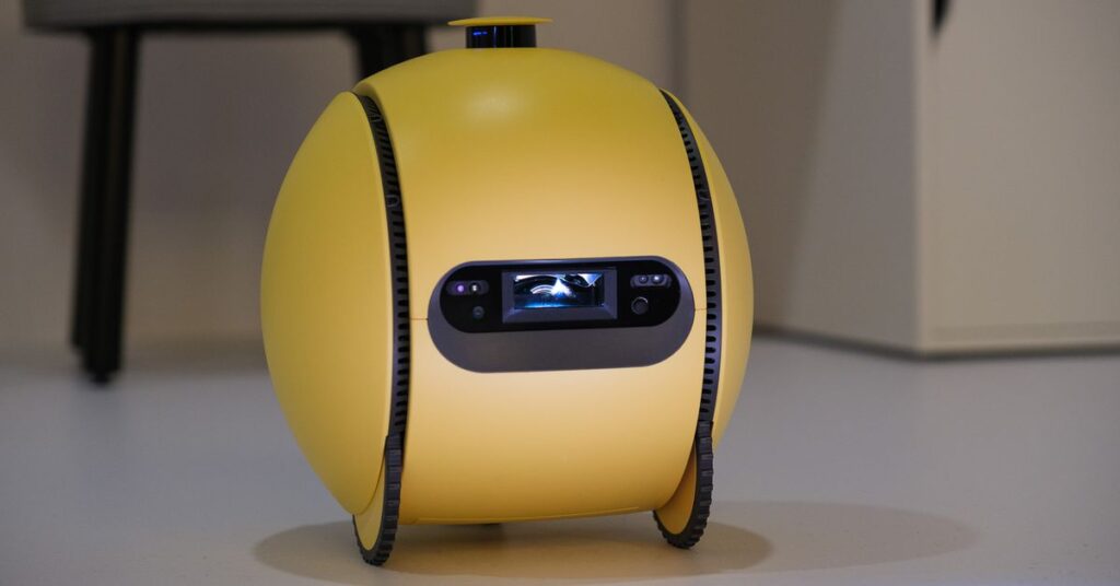 A photo of Samsung’s Ballie robot at CES 2025.