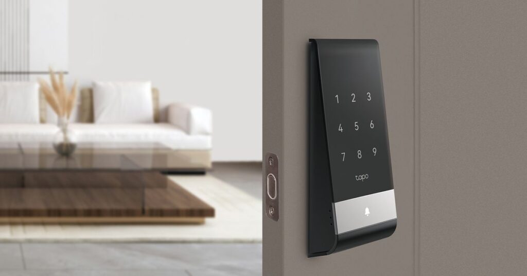 The PalmKey door lock from Tapo has a fingerprint reader and a camera for scanning your palm.
