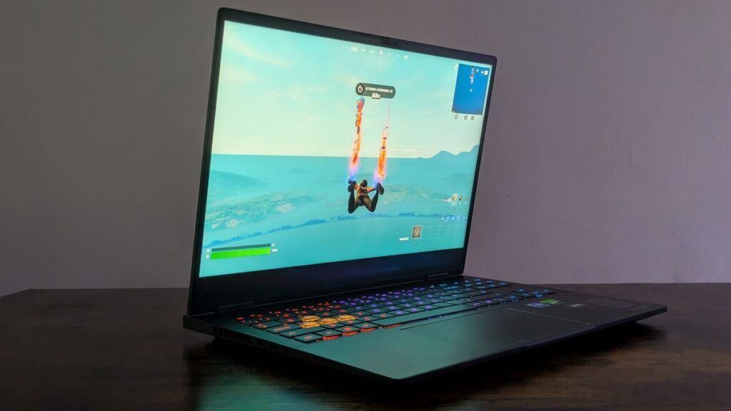 Angled shot of the HP Omen 16 inch laptop.