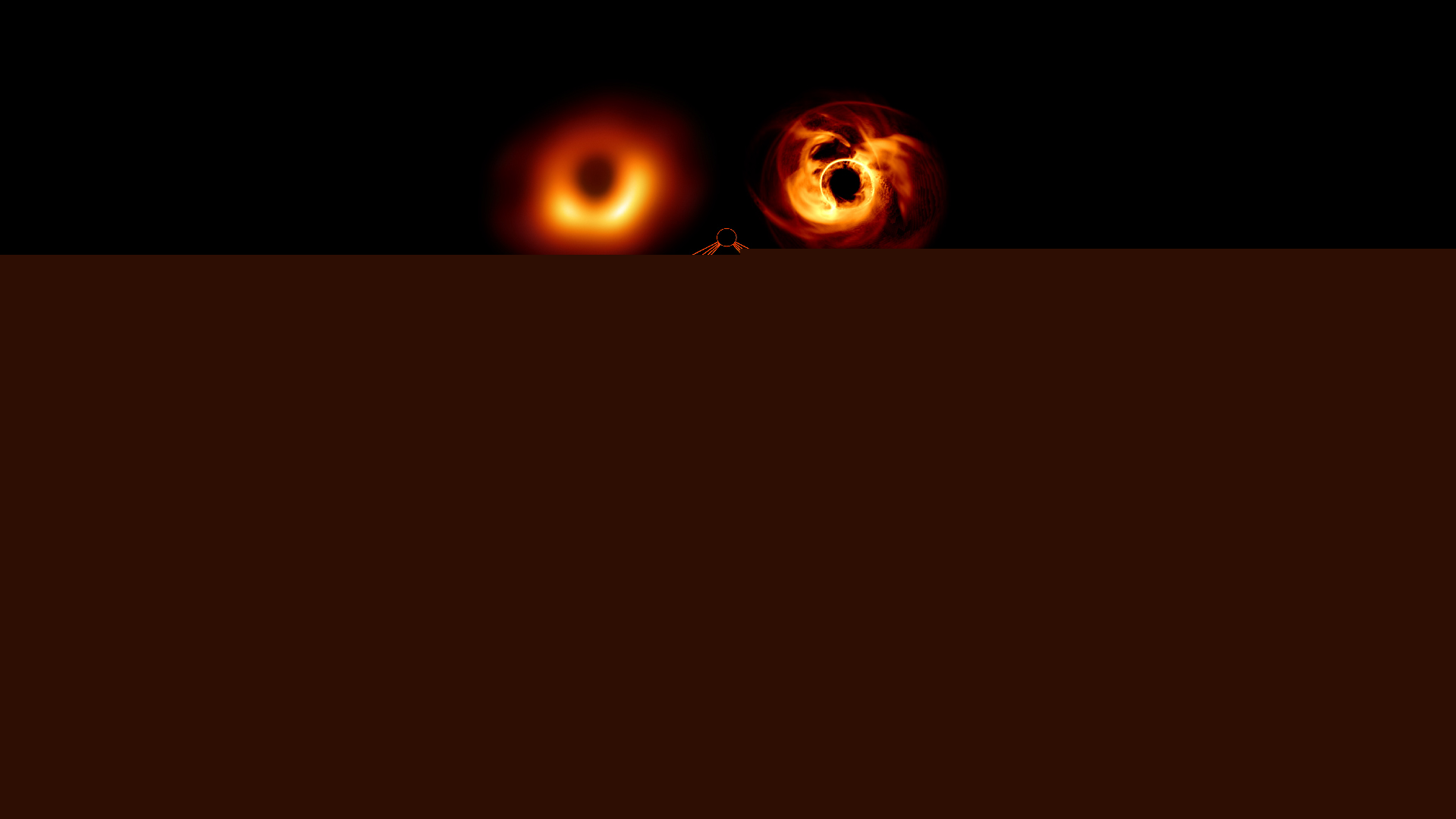 an image with four glowing orange blobs and a geometric design in the middle